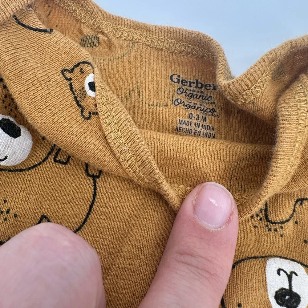 Lot of 6 Baby 0-3 Months Neutral Bodysuit Bears Sloth Bumblebee Green Yellow